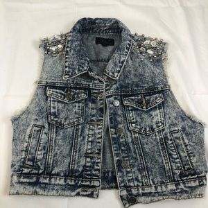 90’s Style jeweled Jean Cropped Vest!